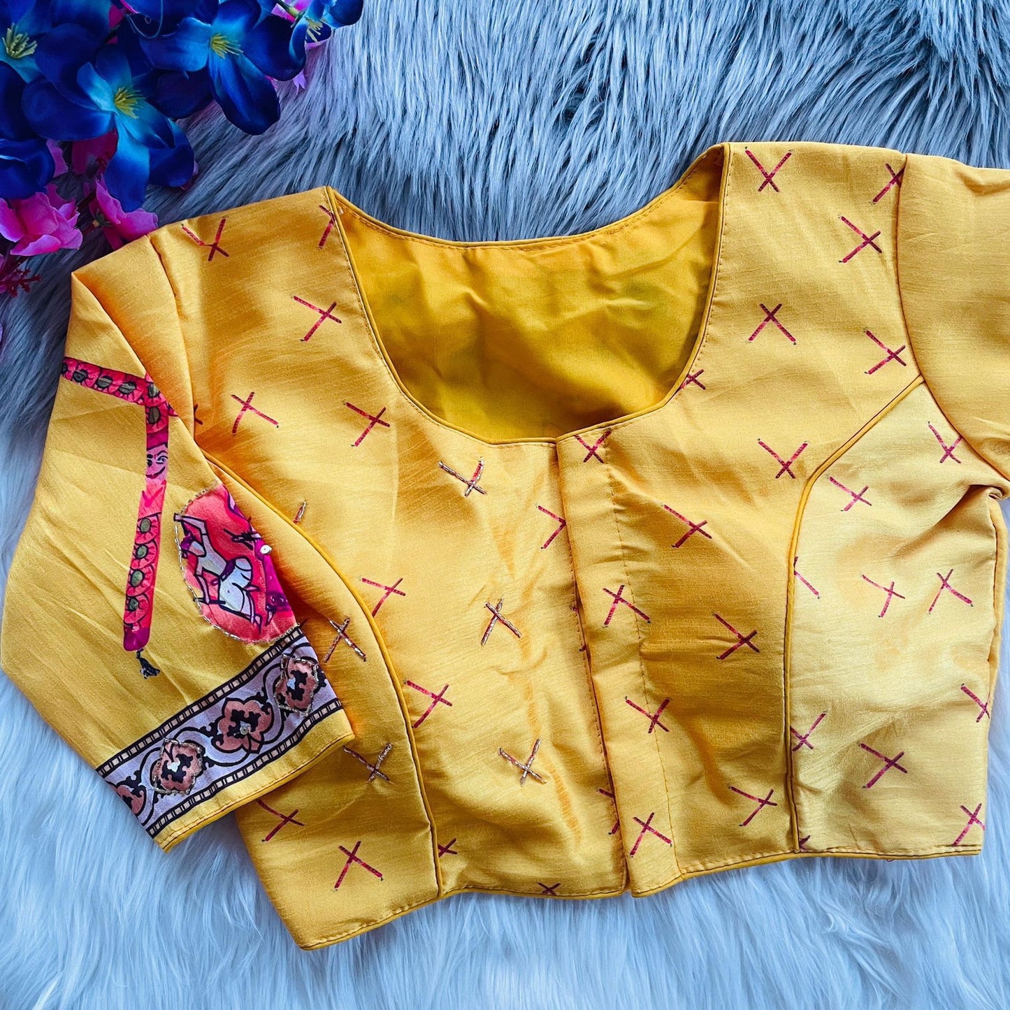 Pure silk with hand work ready made blouse