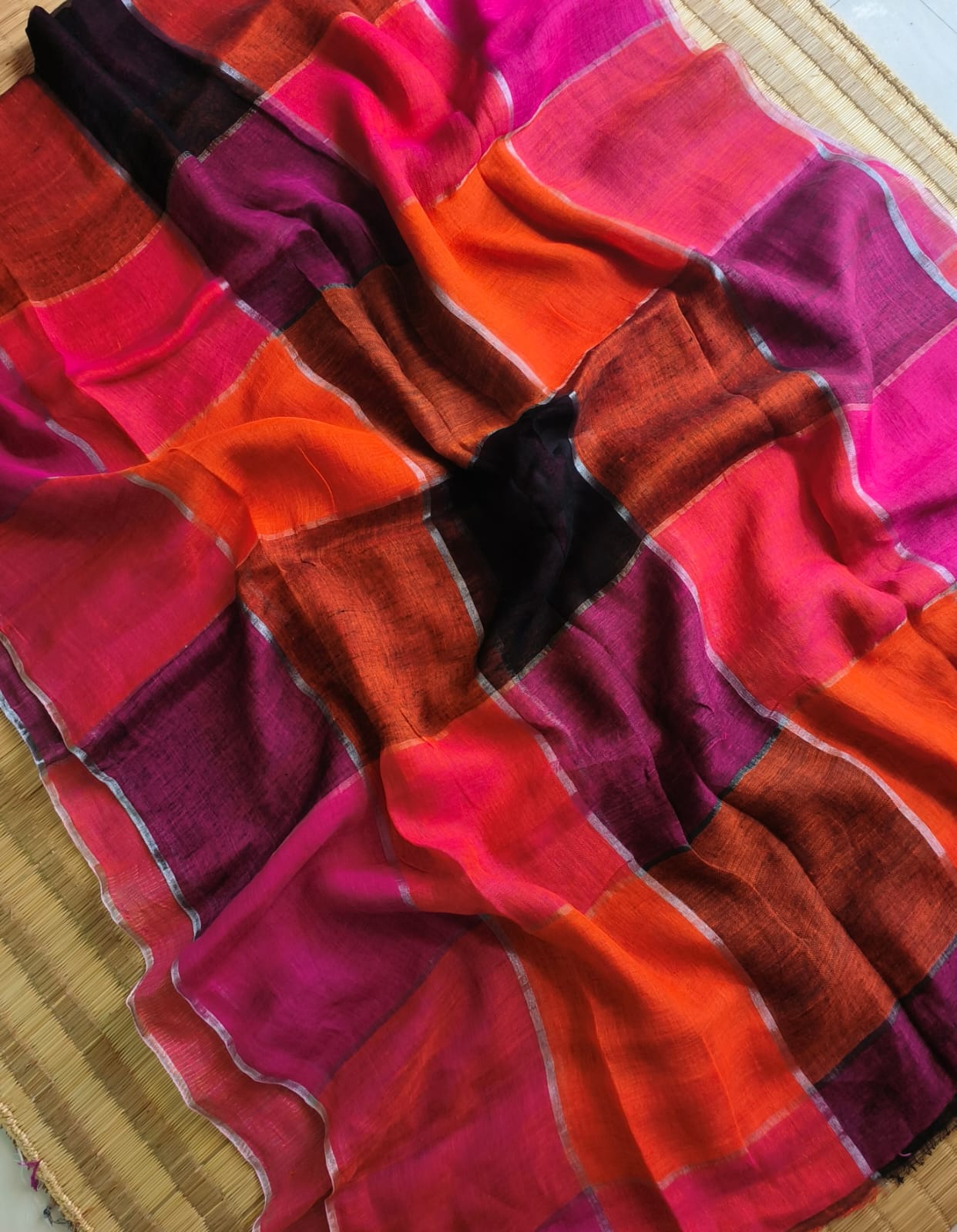 Pure multi colour linen by linen & zari sarees
