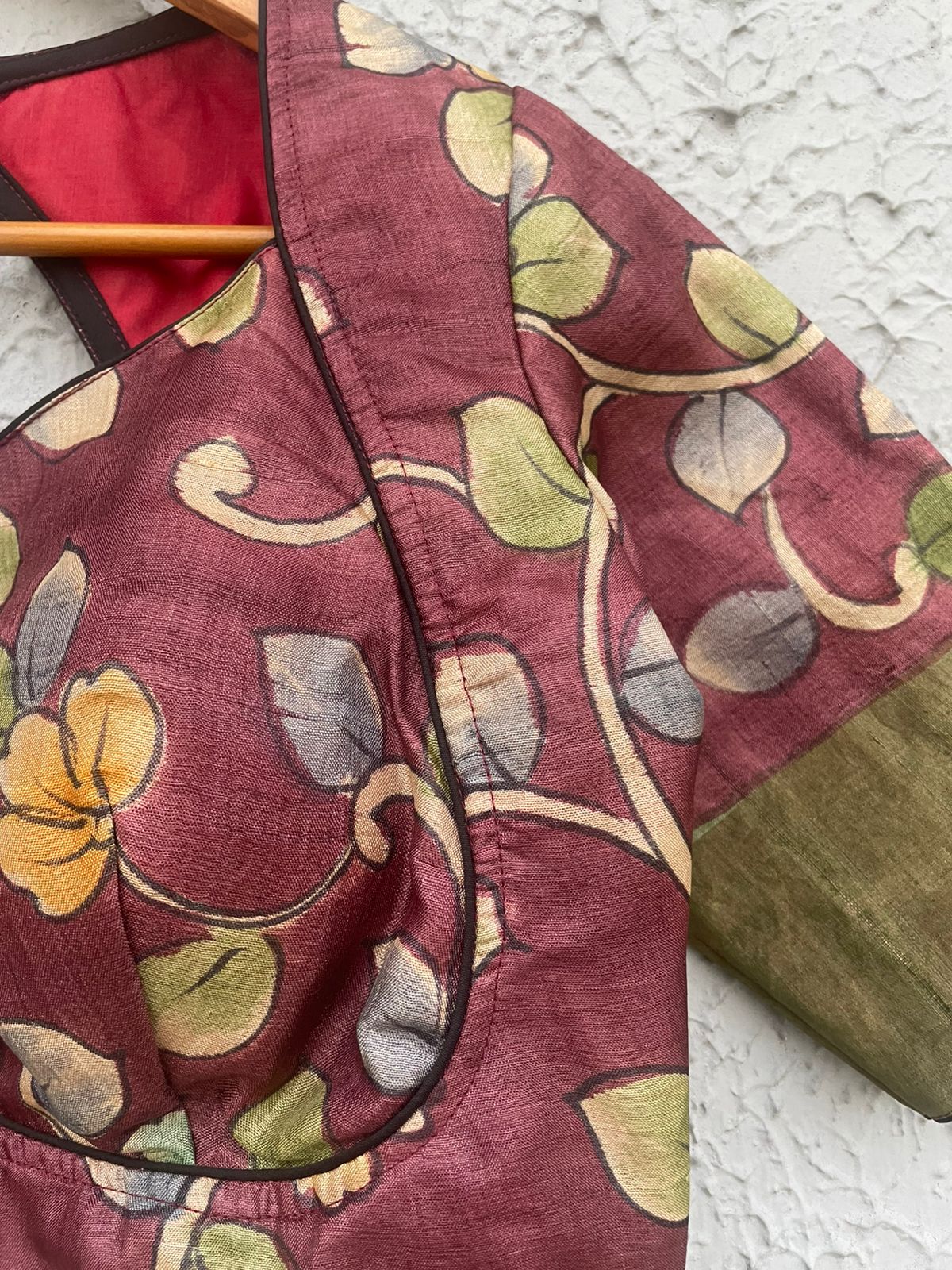 Gachi tusser hand kalamakri designer blouse