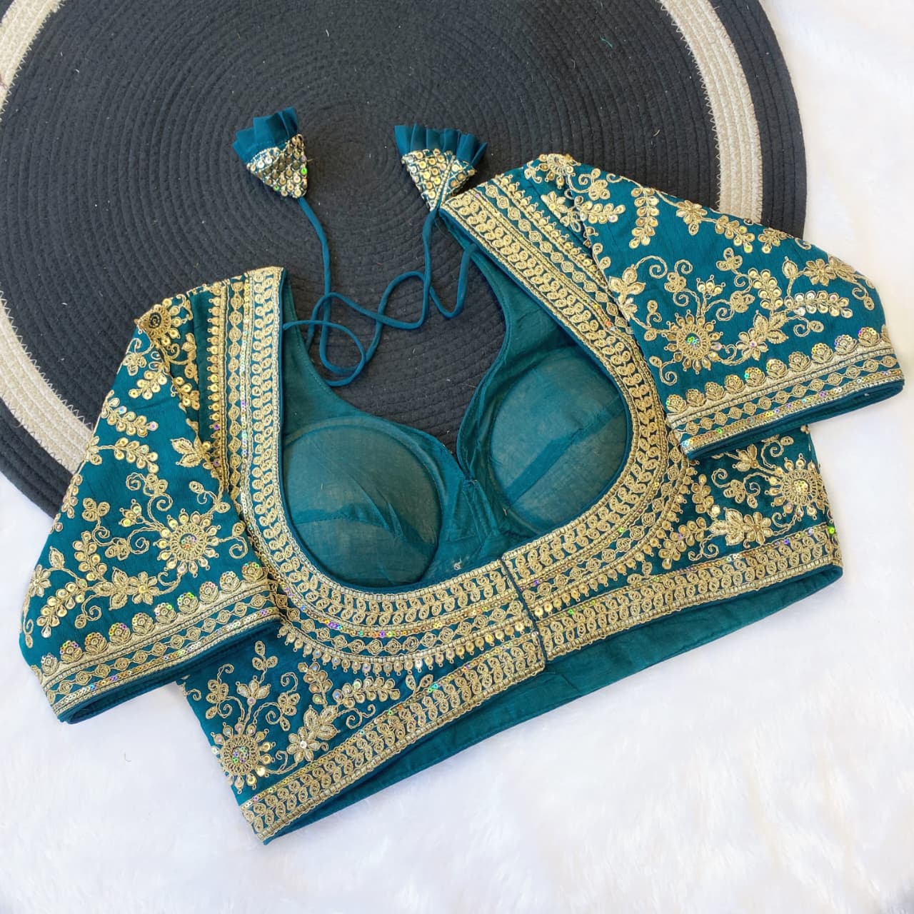 Italiyan silk embroidery ready made blouse