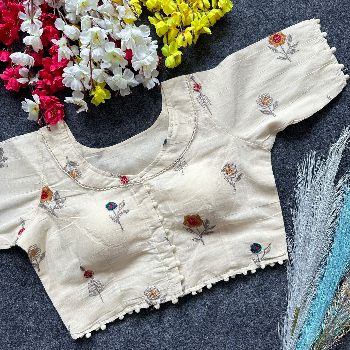 Pure Camric Cotton Diable - Premium Readymade Blouse