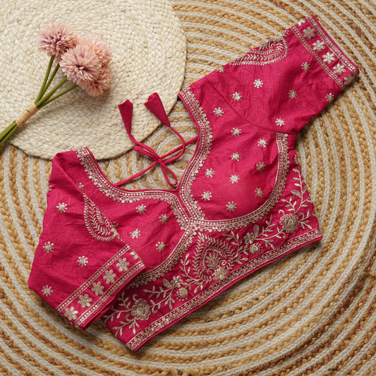 Beautiful golden embroidery work ready made blouses