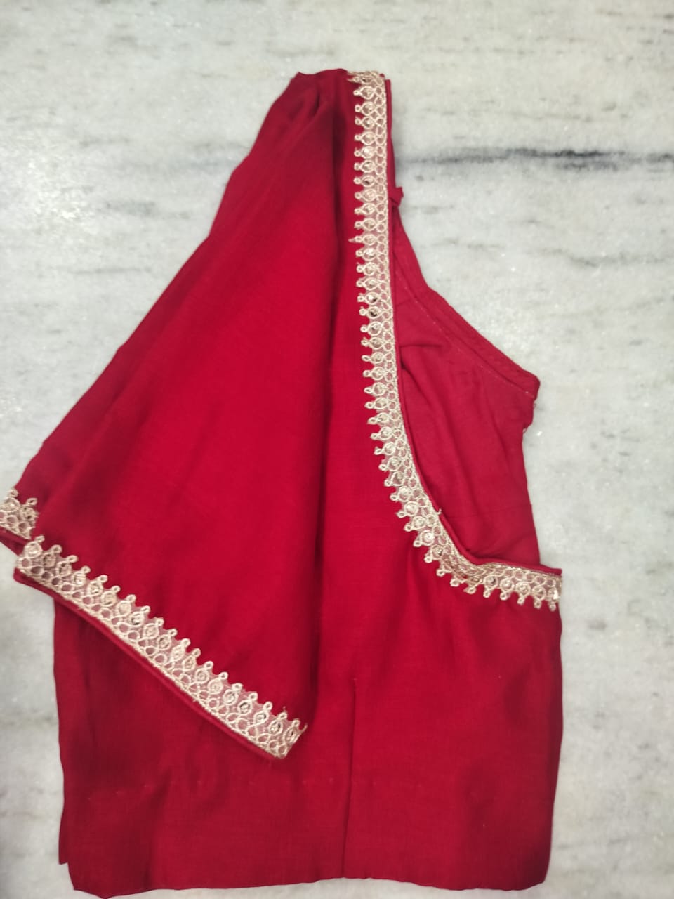 Soft silk golden lace ready made blouse