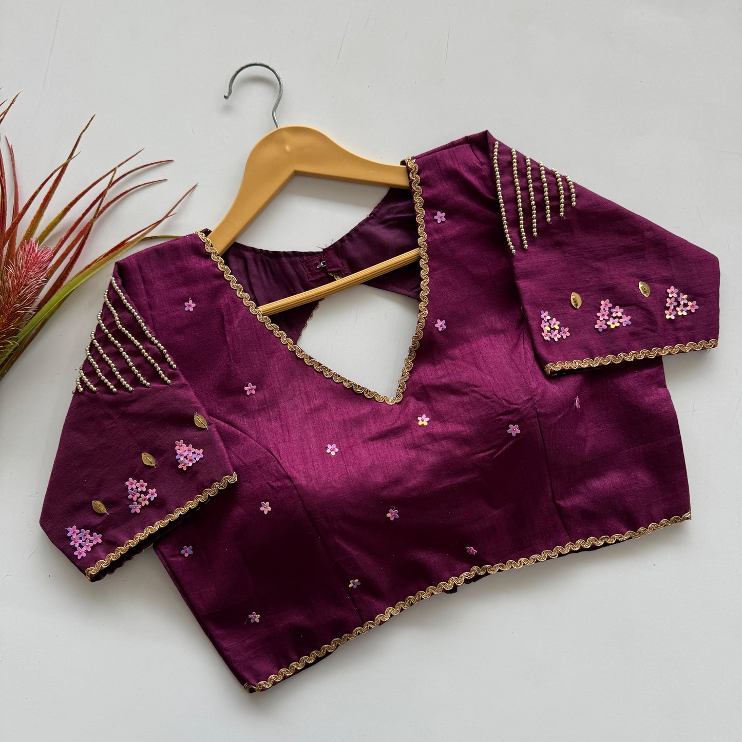 A beauty of golden handwork work all over ready made blouses