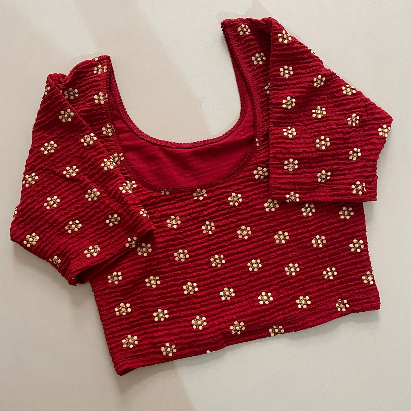 STRETCHABLE CRUSH WITH FOIL WORK - PREMIUM READY MADE BLOUSE