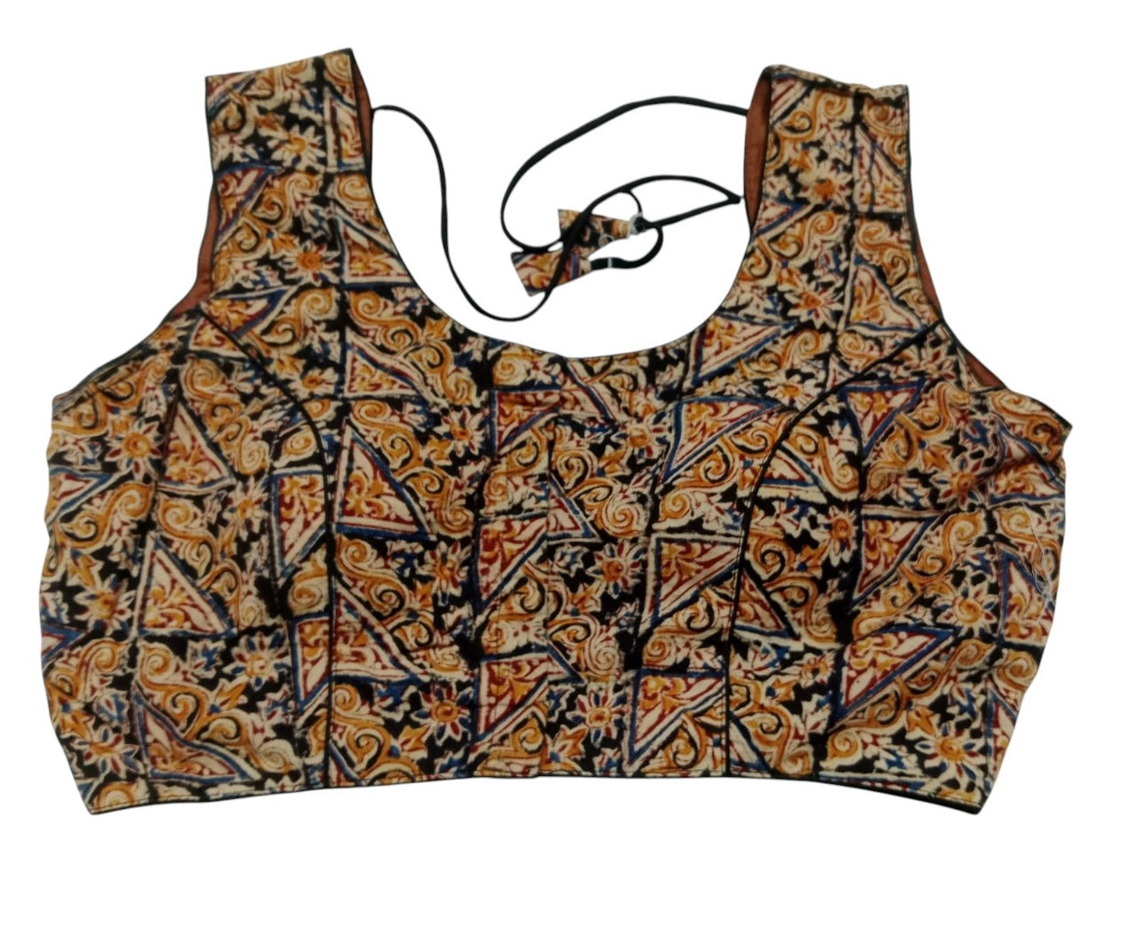 Kalamkari Pure Cotton sleeveless ready made blouse