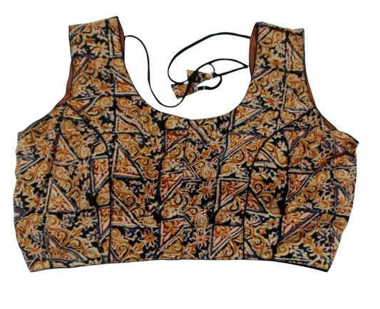 Kalamkari Pure Cotton sleeveless ready made blouse
