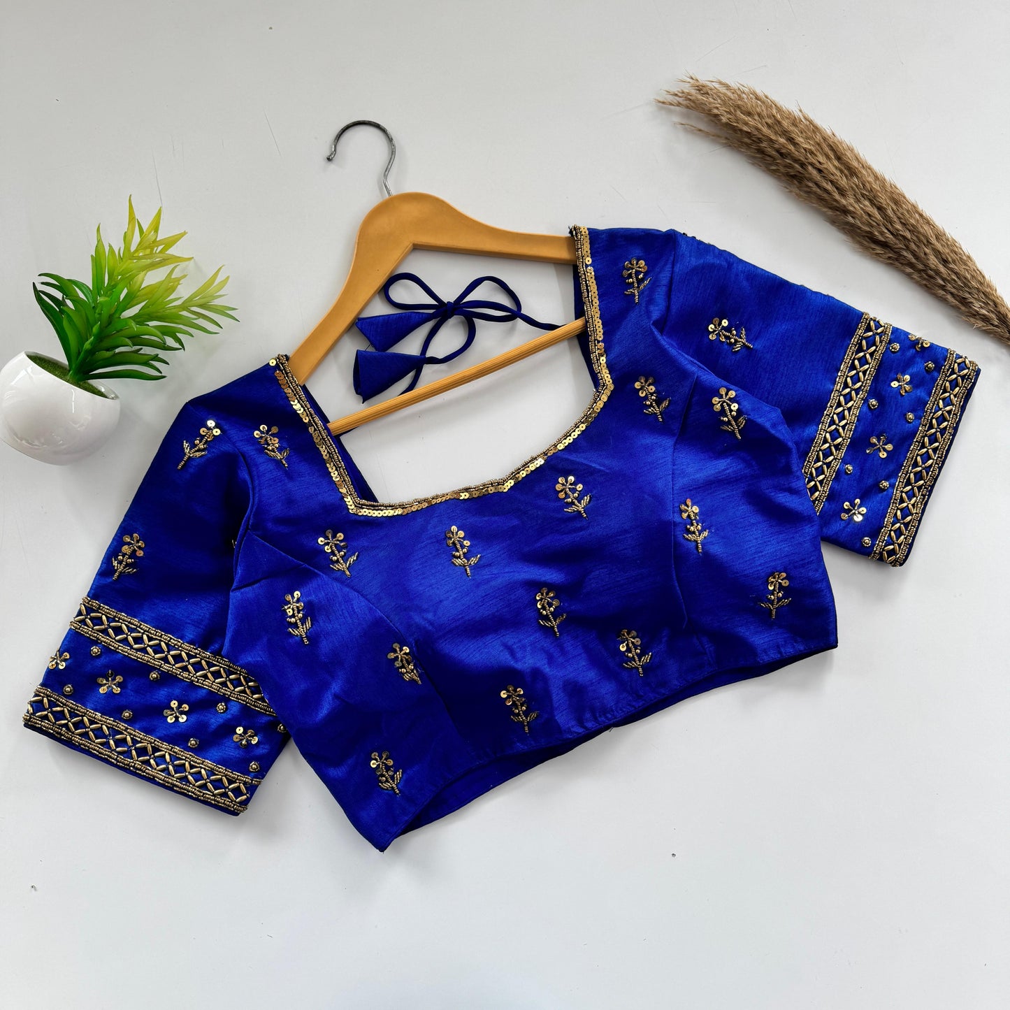 Beautiful handwork all over front and sleeves with designer handwork ready made blouse