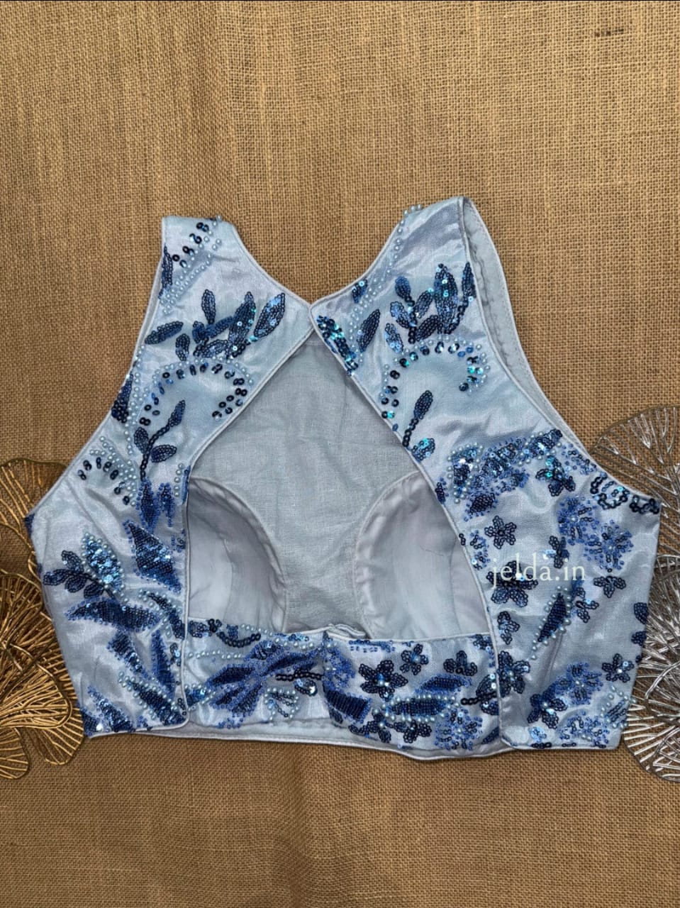 High-Neck Heavy Embroidered Blouses – Designer Sequin Edition