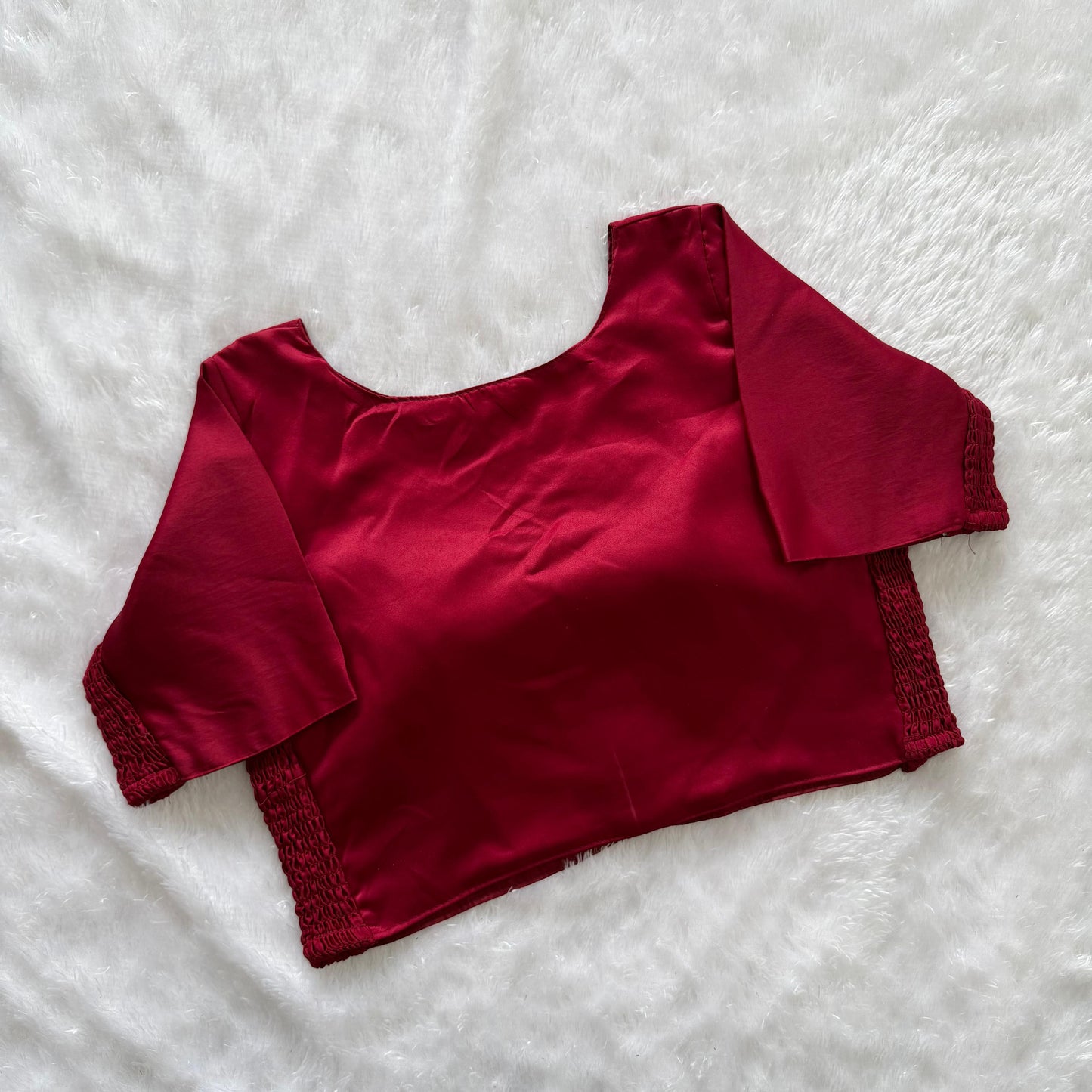 Soft silk fabric with elastic attach for better fitting ready made blouse