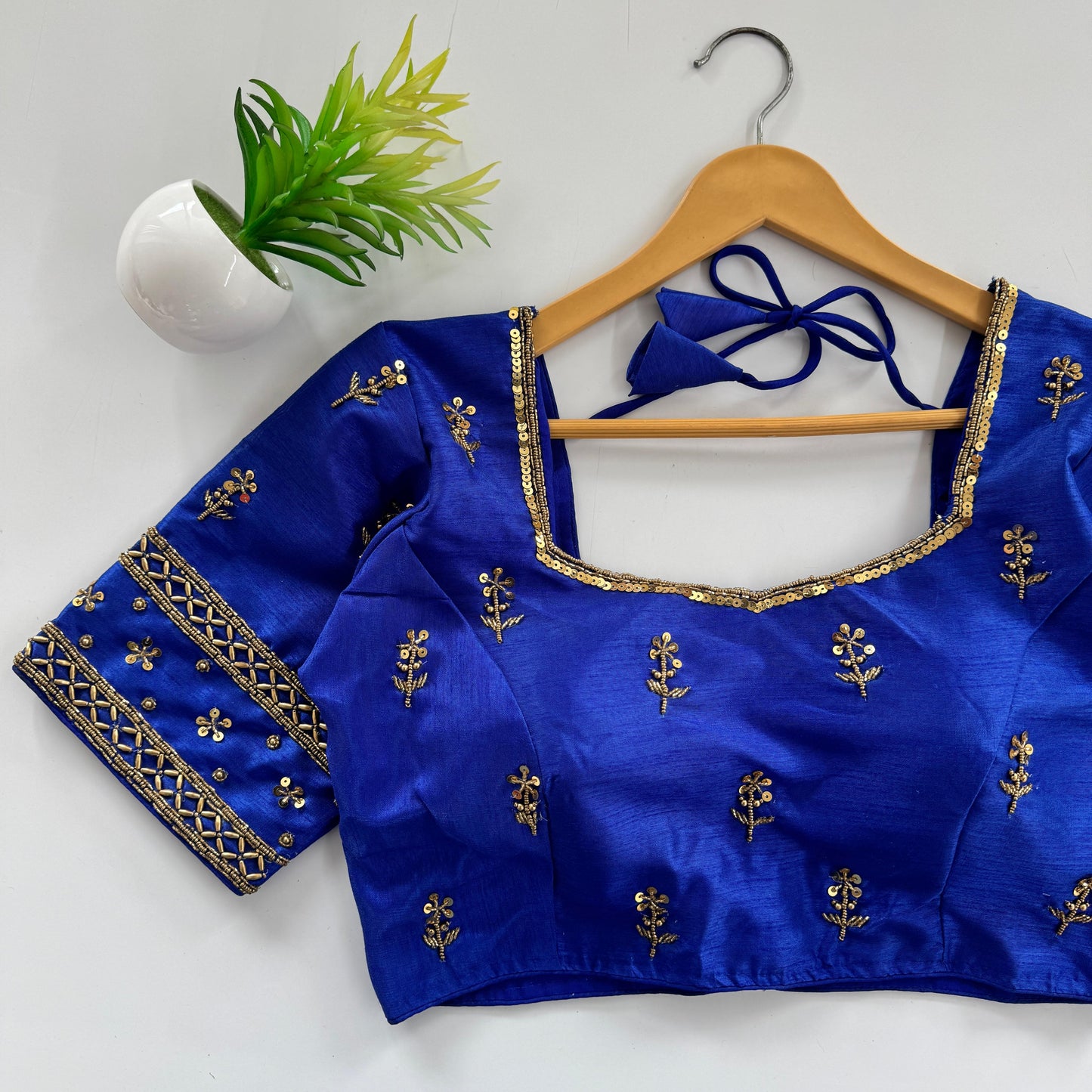 Beautiful handwork all over front and sleeves with designer handwork ready made blouse