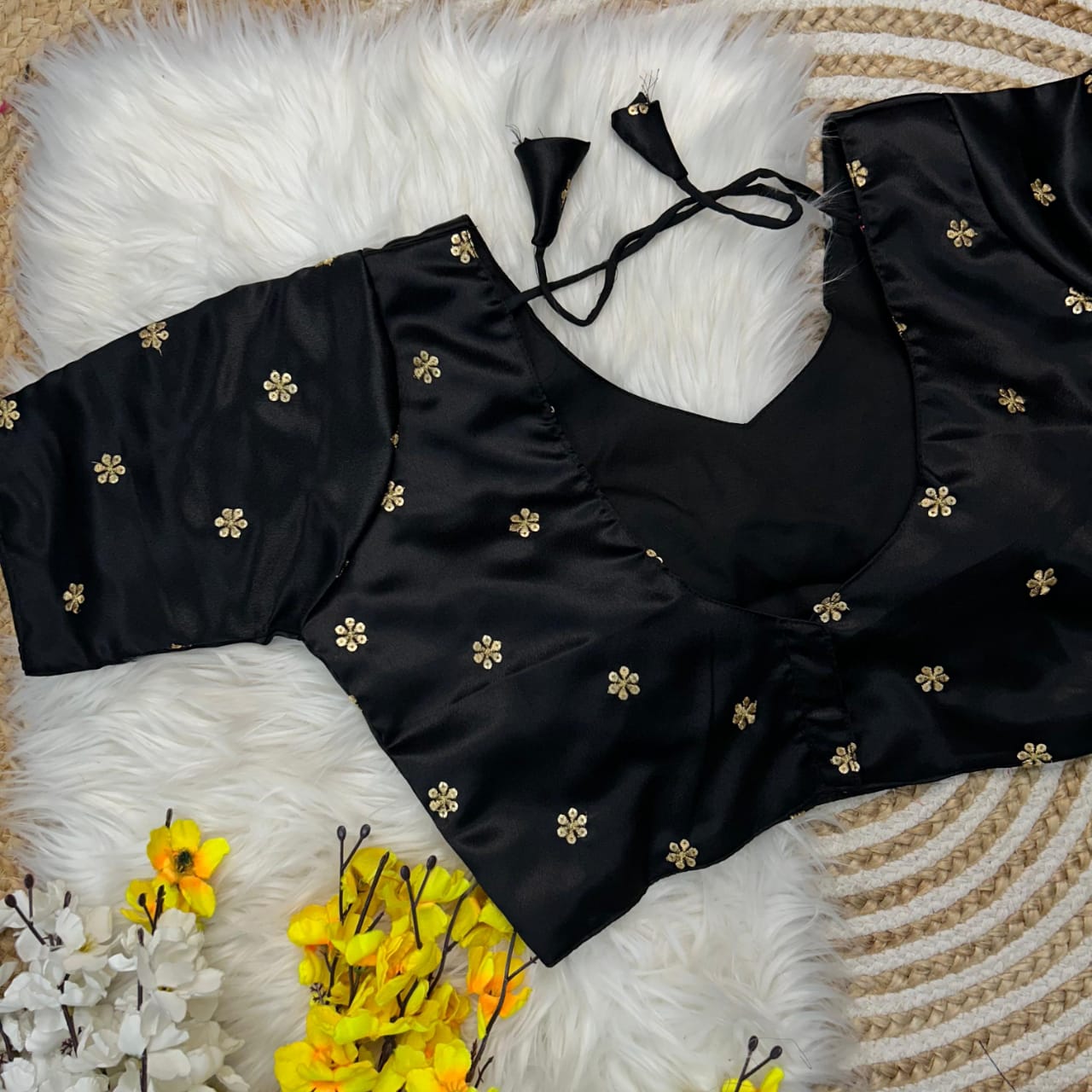 Presenting Beautiful satin fabric with all over zari ready made blouses