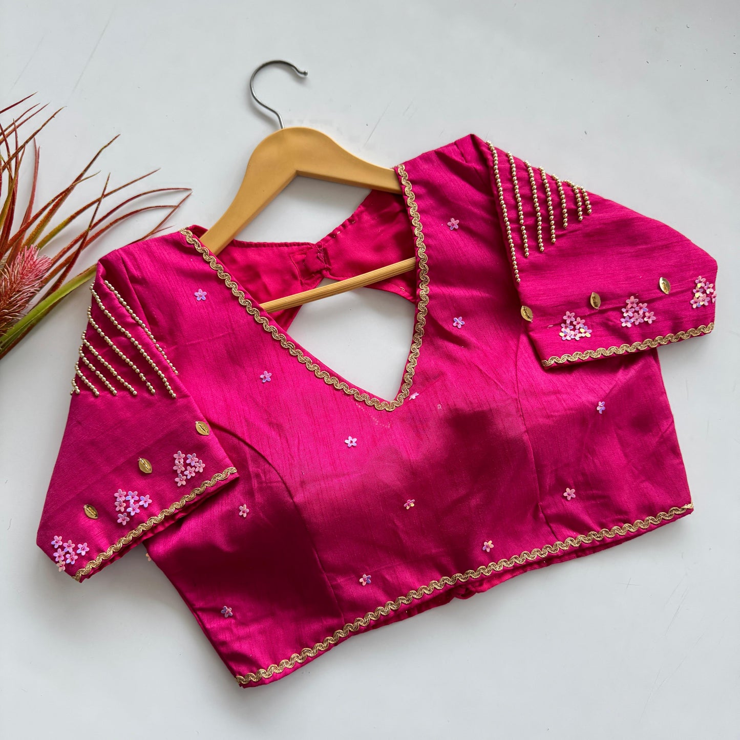 A beauty of golden handwork work all over ready made blouses
