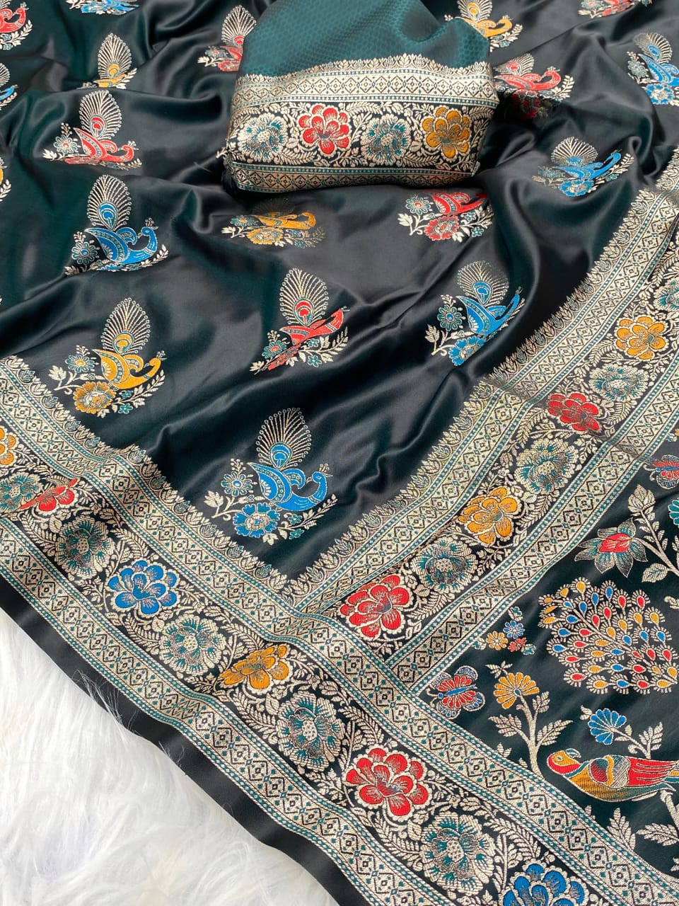 Mushro satin sarees
