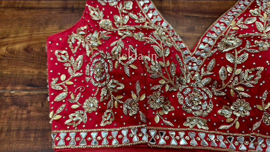 Heavy Embroidery work sleeveless - custom made blouses