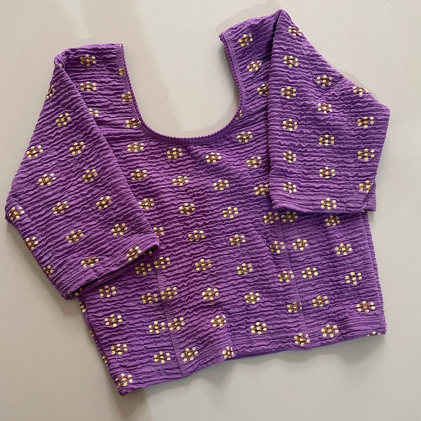 STRETCHABLE CRUSH WITH FOIL WORK - PREMIUM READY MADE BLOUSE