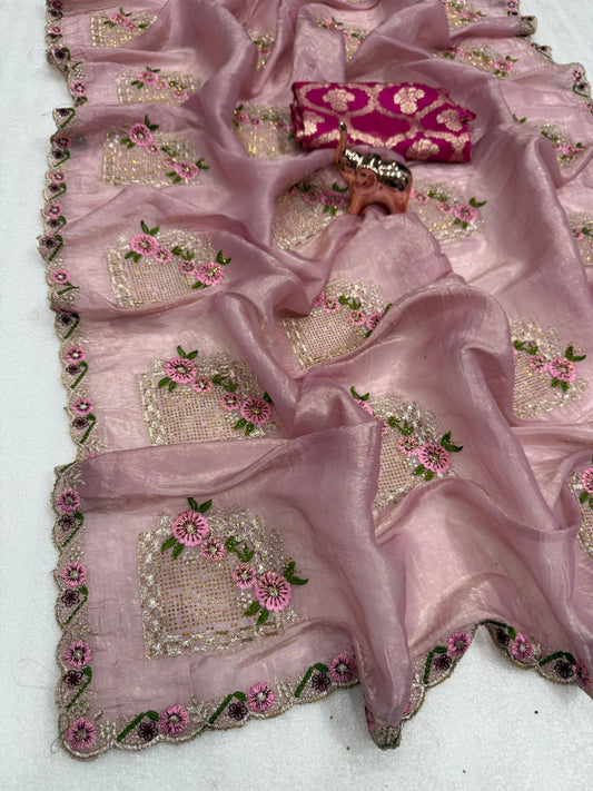 Pure paper silk crush saree