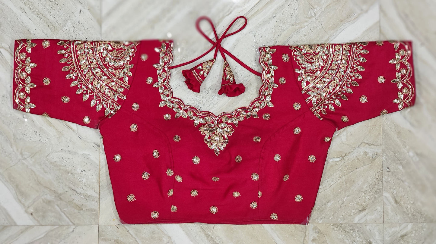 Bridal soft smooth silk ari work ready made blouse