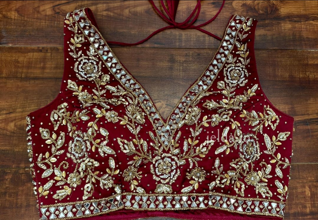 Heavy Embroidery work sleeveless - custom made blouses