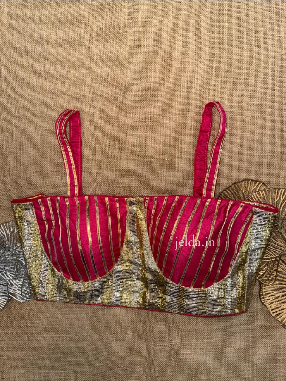 Multicolor Striped & Sequin Designer Corset Blouse – Adjustable Back Tie