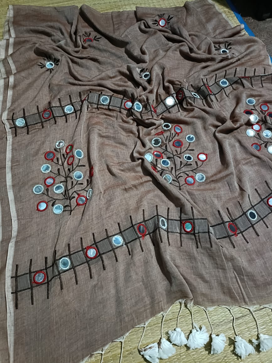 Pure Mulmul Cotton  Hand Embroidery Work  Saree