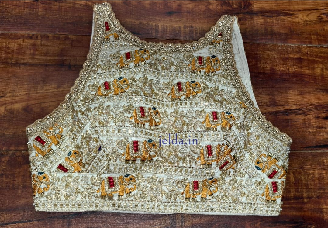 Heavy Embroidery work halter neck sleeveless - custom made blouses
