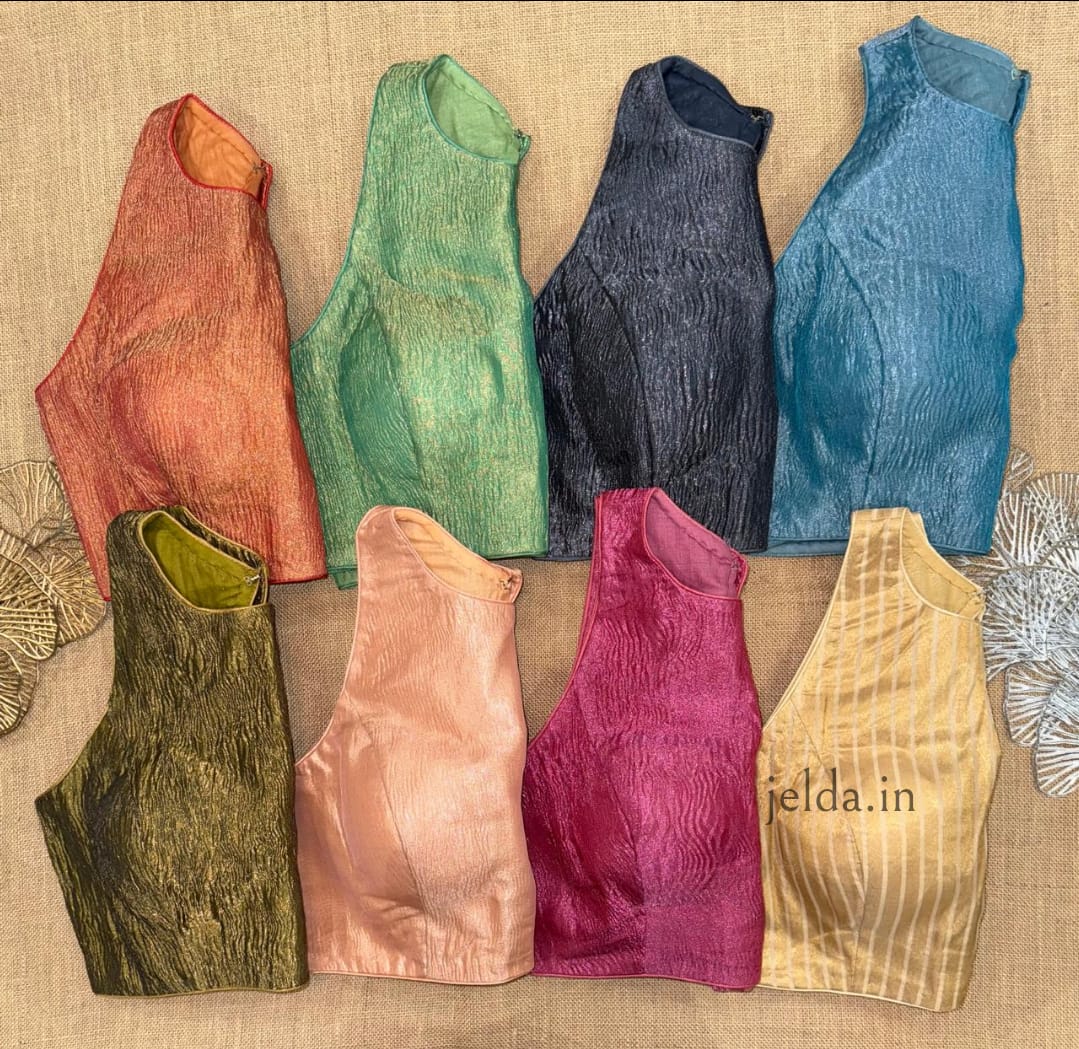 Premium Plain Sleeveless High Neck Blouses – Silk Fabric