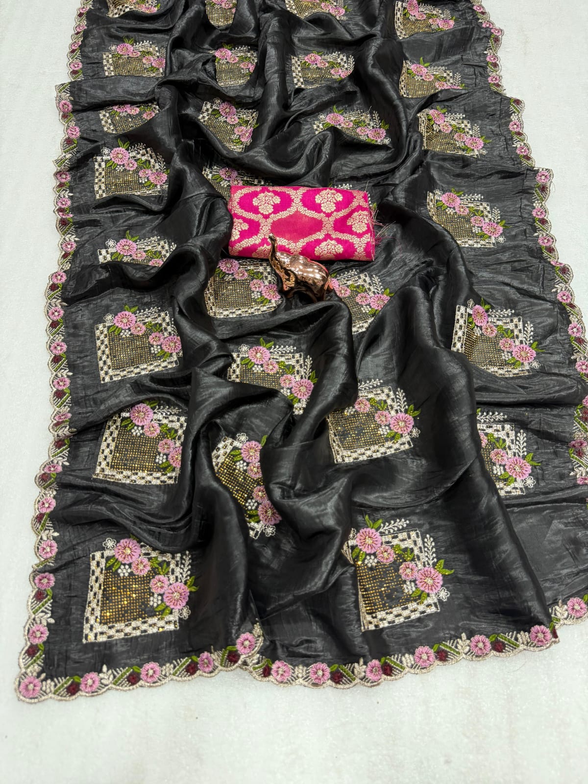 Pure paper silk crush saree