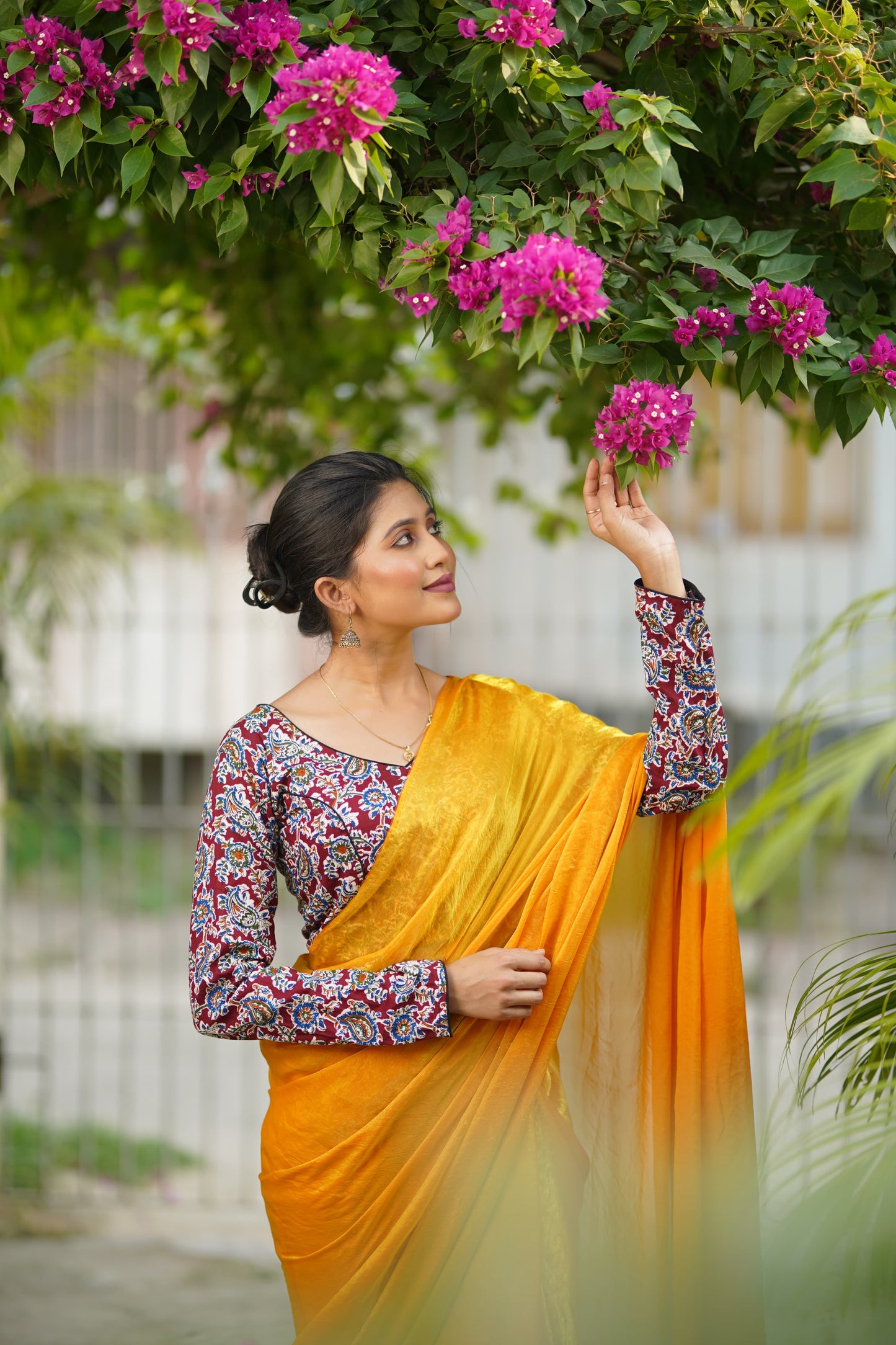 Kalamkari cotton full sleeve ready made blouse