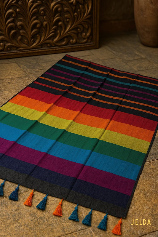 Beautiful Multi Colour Stripe Handloom Saree