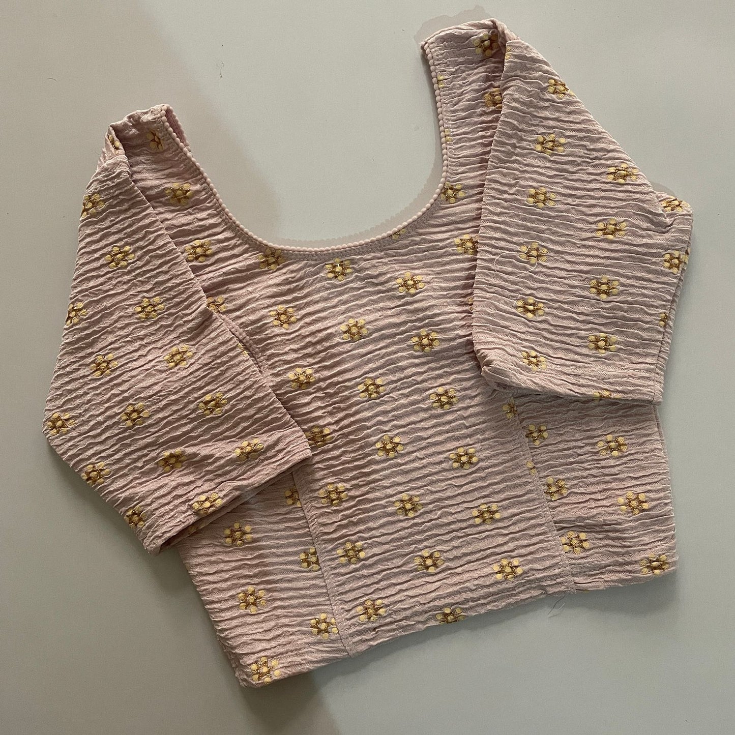 STRETCHABLE CRUSH WITH FOIL WORK - PREMIUM READY MADE BLOUSE