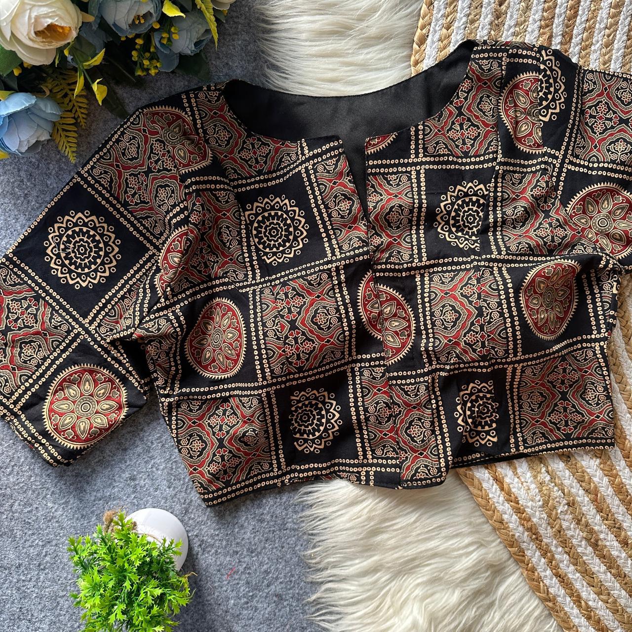 Ajrakh Cotton ready made blouse