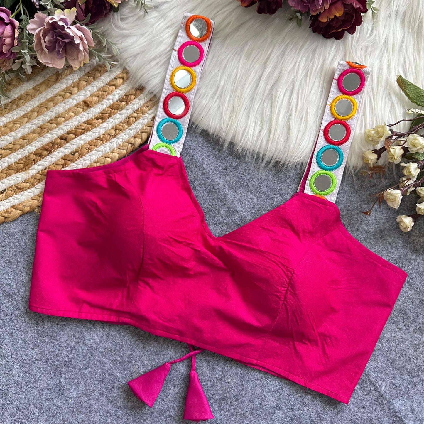 Spaghetti Style Real mirror ready made blouse