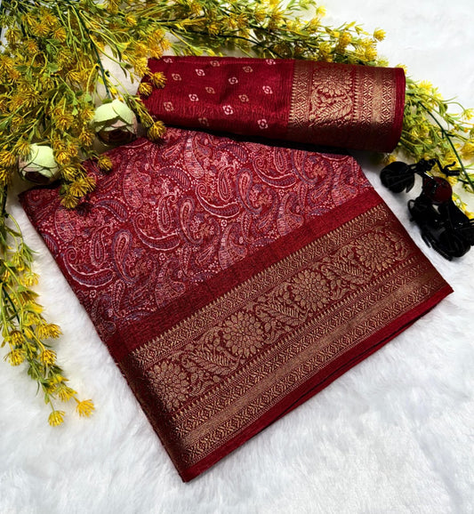 Pure Dola silk with crush all over sarees