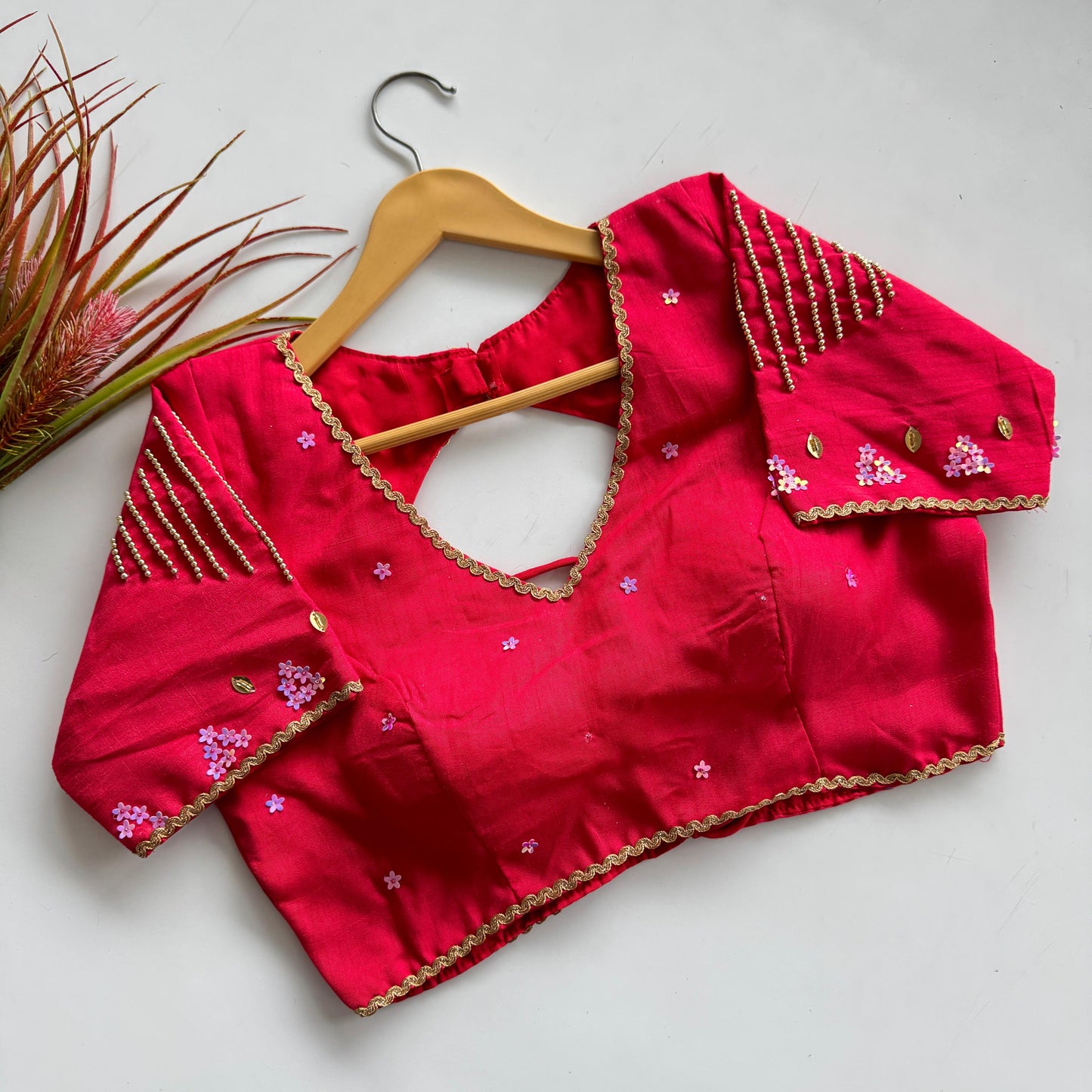 A beauty of golden handwork work all over ready made blouses