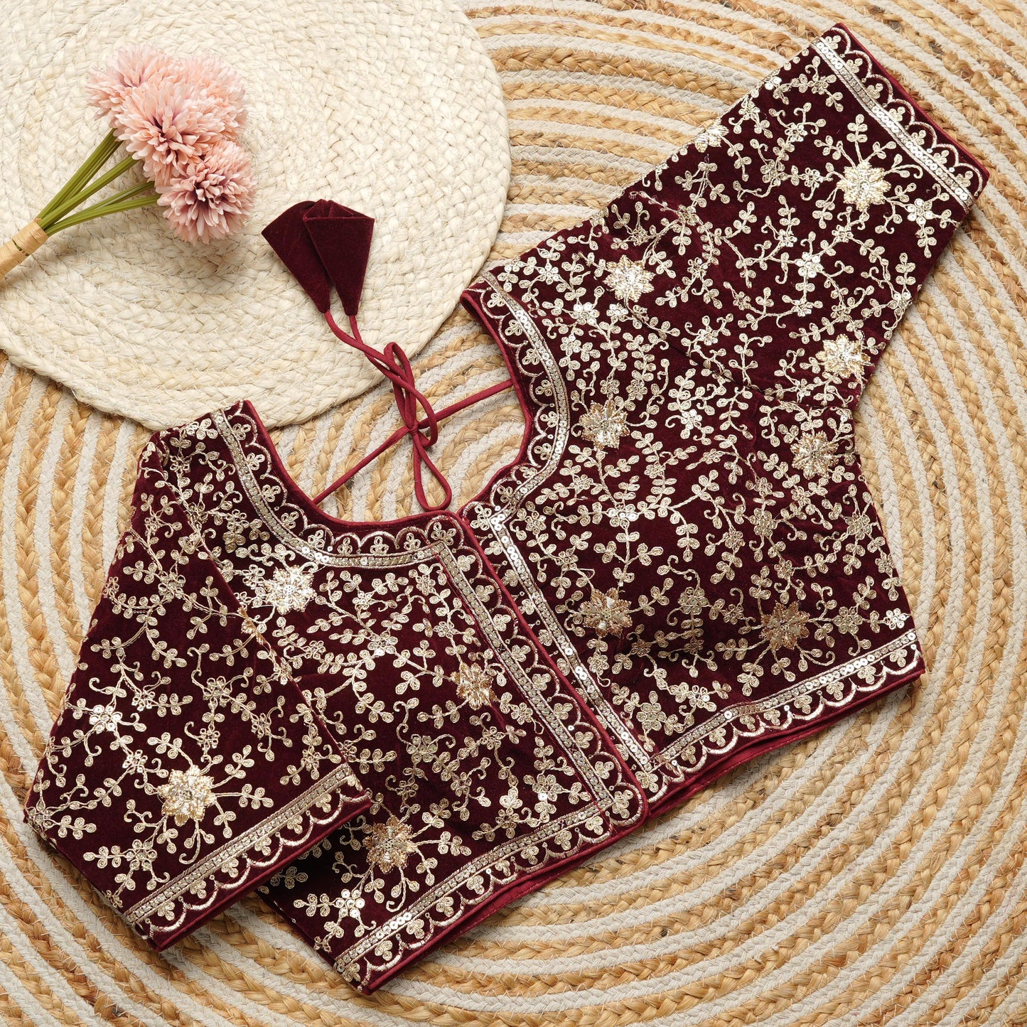 Heavy embroidery work touch up with sequins all over ready made blouses