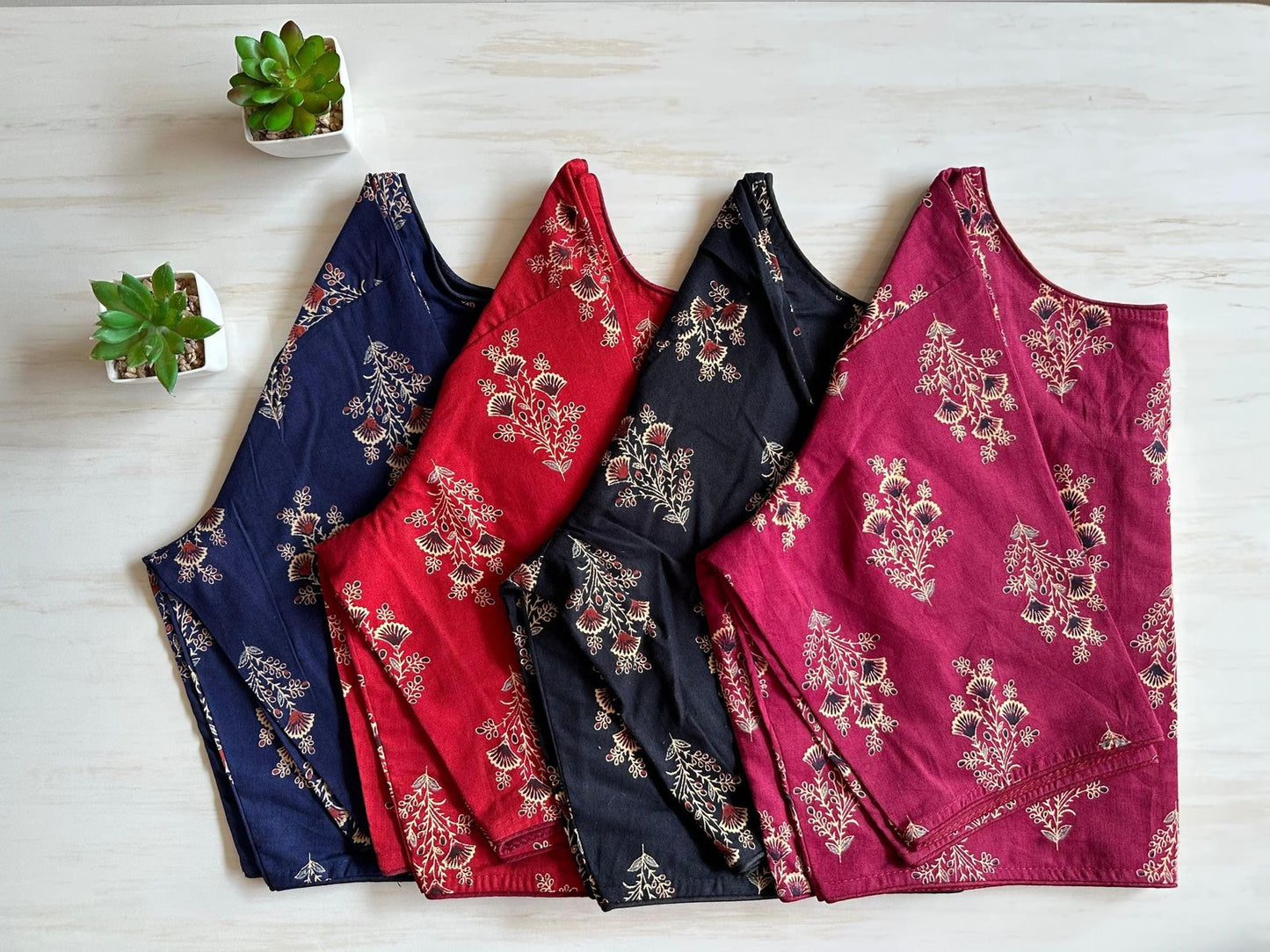 Pure ajrakh handblock cotton ready made blouse