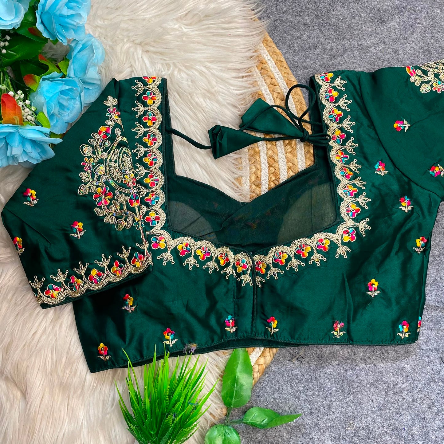 Heavy Embroidery Work ready made blouse
