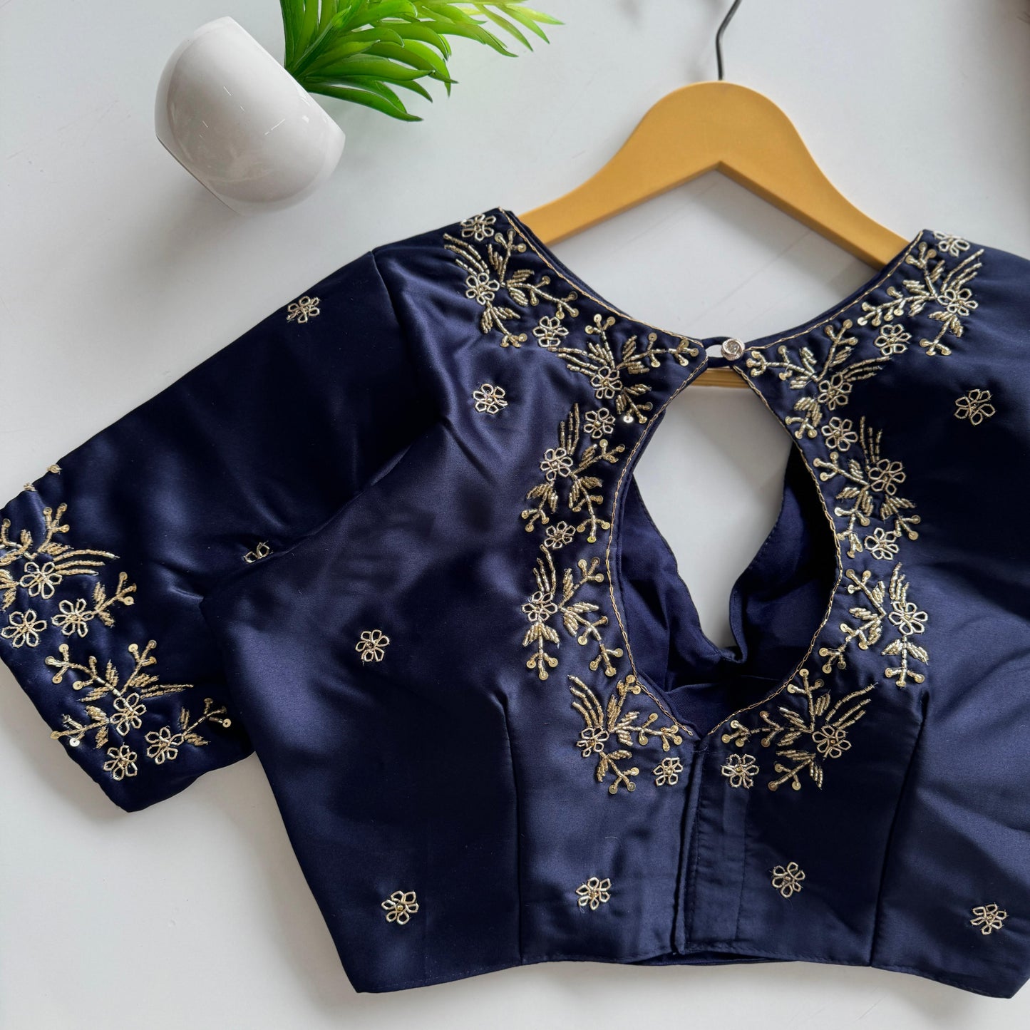 Beautiful handwork all over back and sleeves ready made blouse