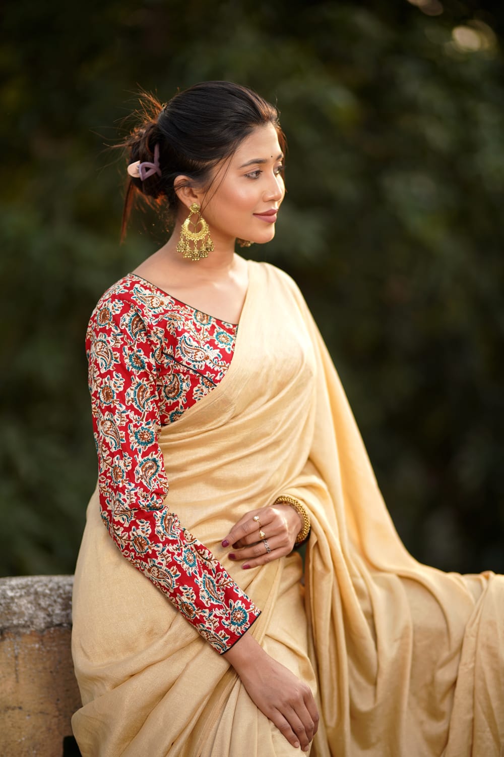 Kalamkari cotton full sleeve ready made blouse