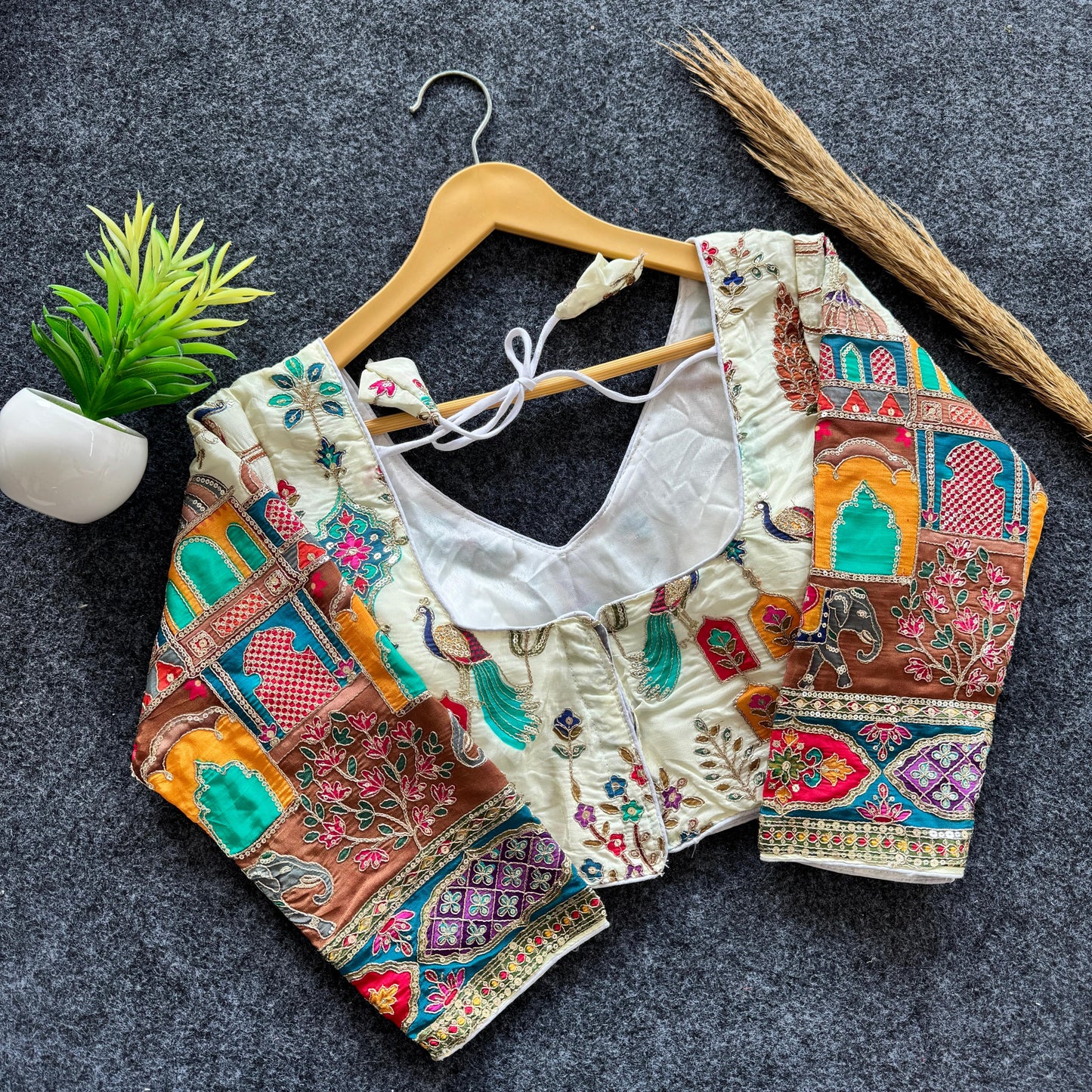 Beautiful flower print print all over blouse with embroidery work ready made blouse