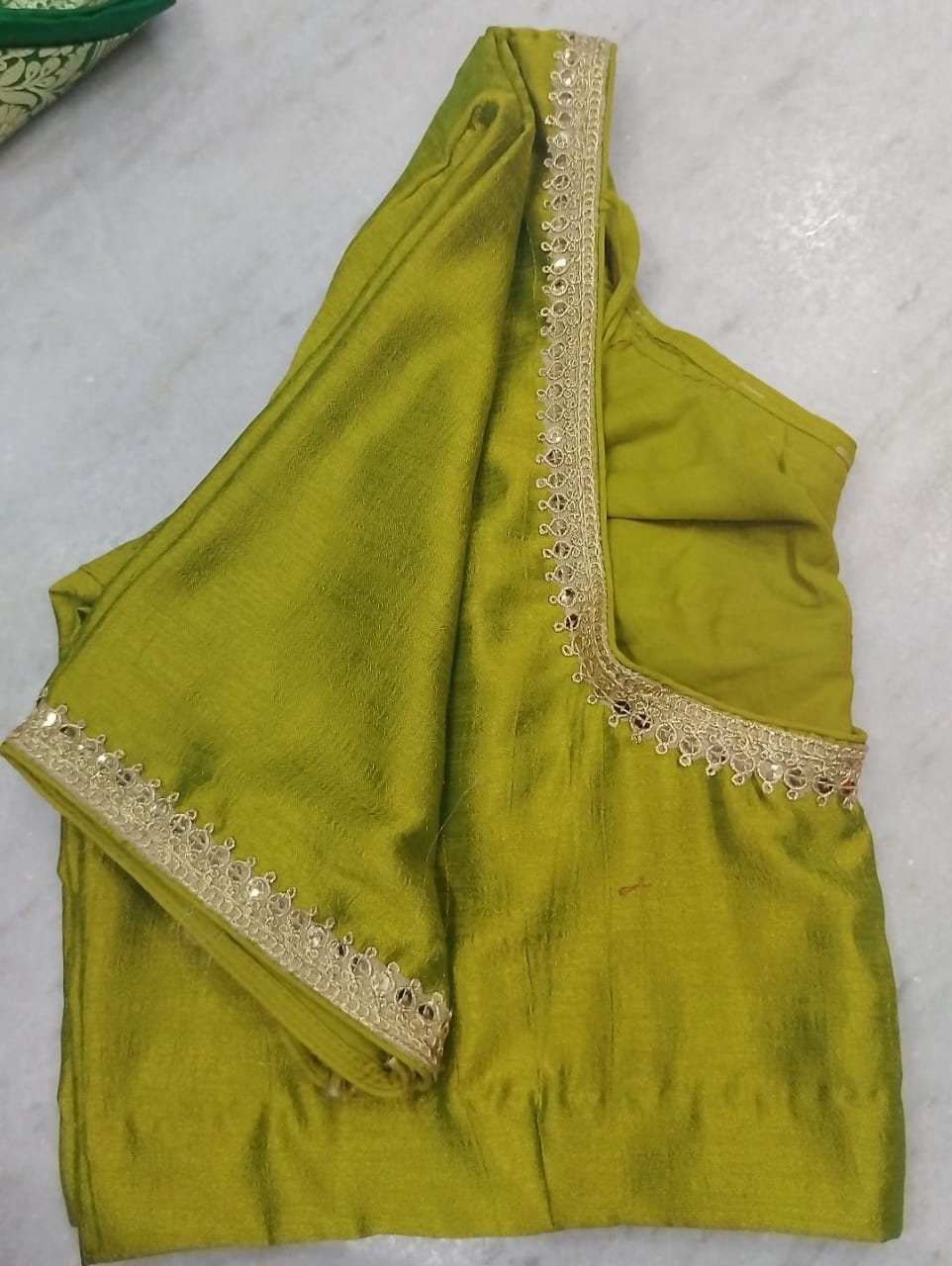 Soft silk golden lace ready made blouse