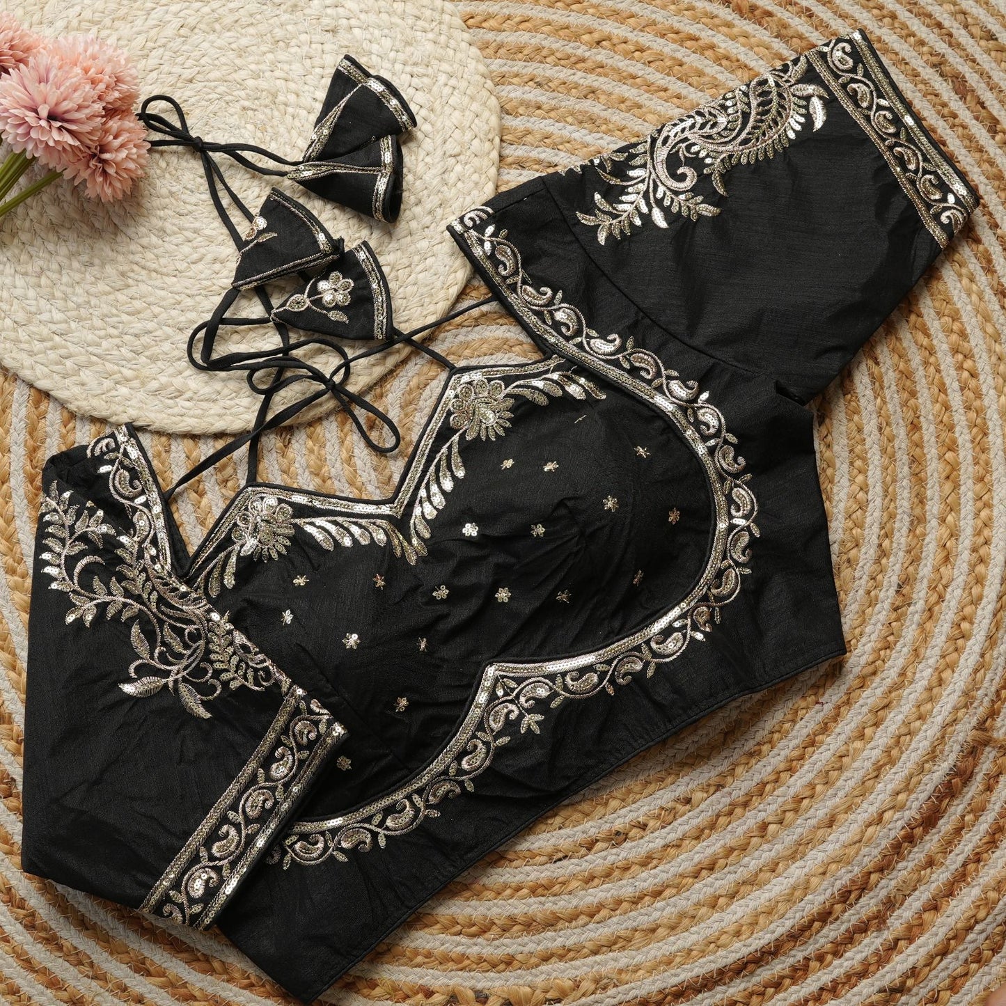 Beautiful golden embroidery work ready made blouses