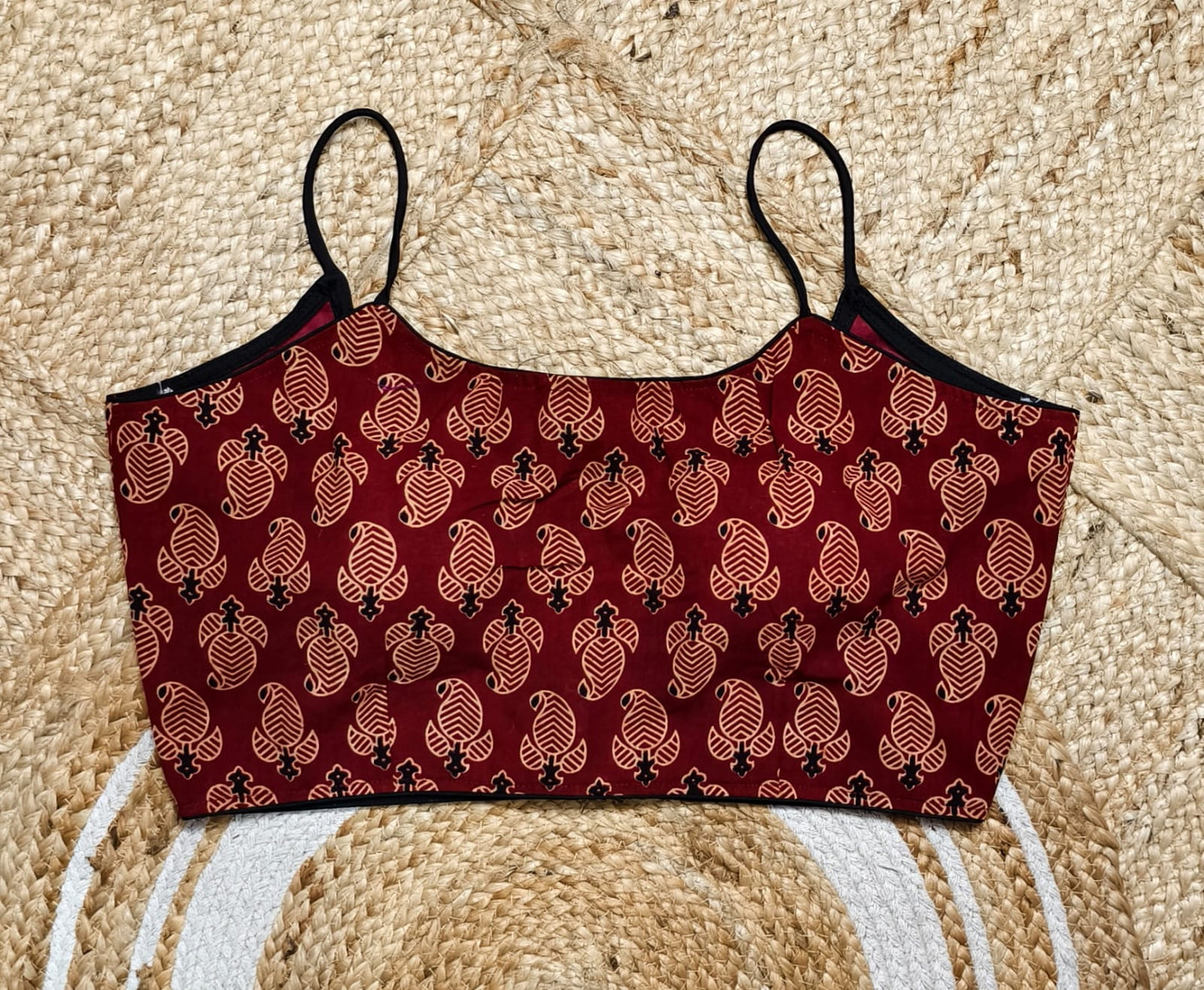 AJRAKH SHOLDER STRAPS/ NUDDLUS - PREMIUM READY MADE BLOUSE
