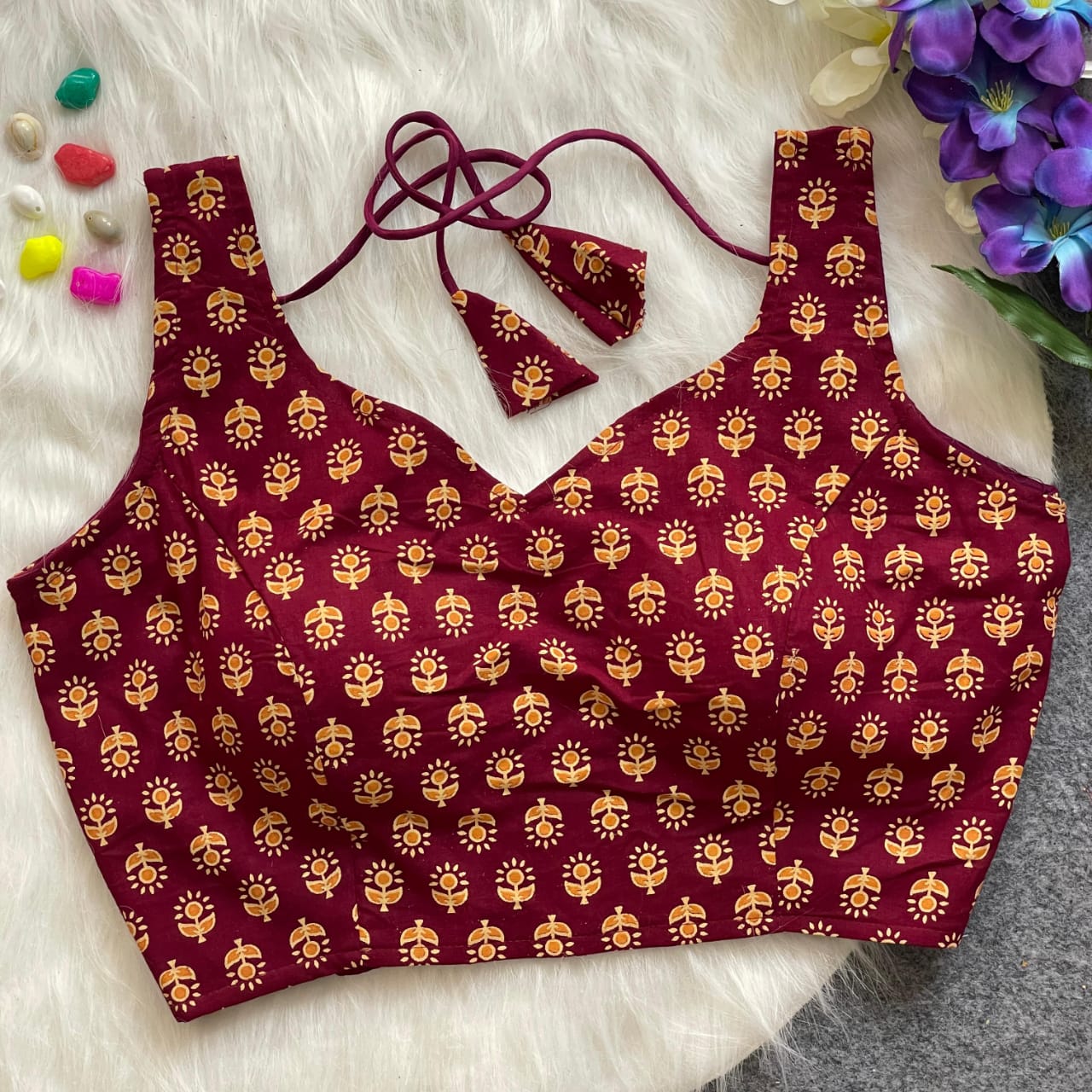 Ajrakh HandBlock Pure Cotton - Premium Readymade Blouse