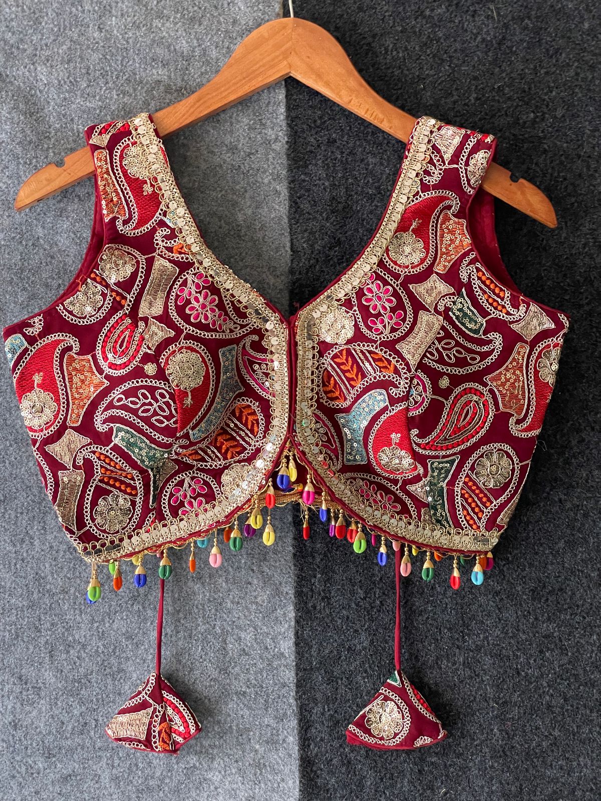 Heavy Pure Viscose Thread Embroidery Work - Premium Readymade Blouse