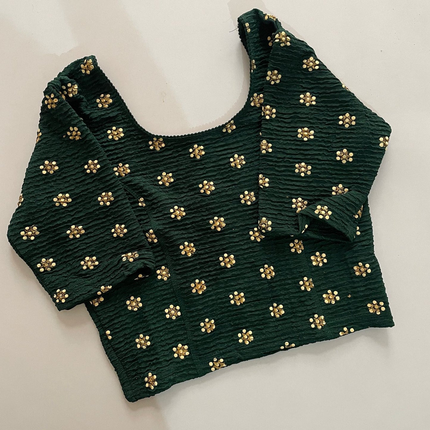 STRETCHABLE CRUSH WITH FOIL WORK - PREMIUM READY MADE BLOUSE