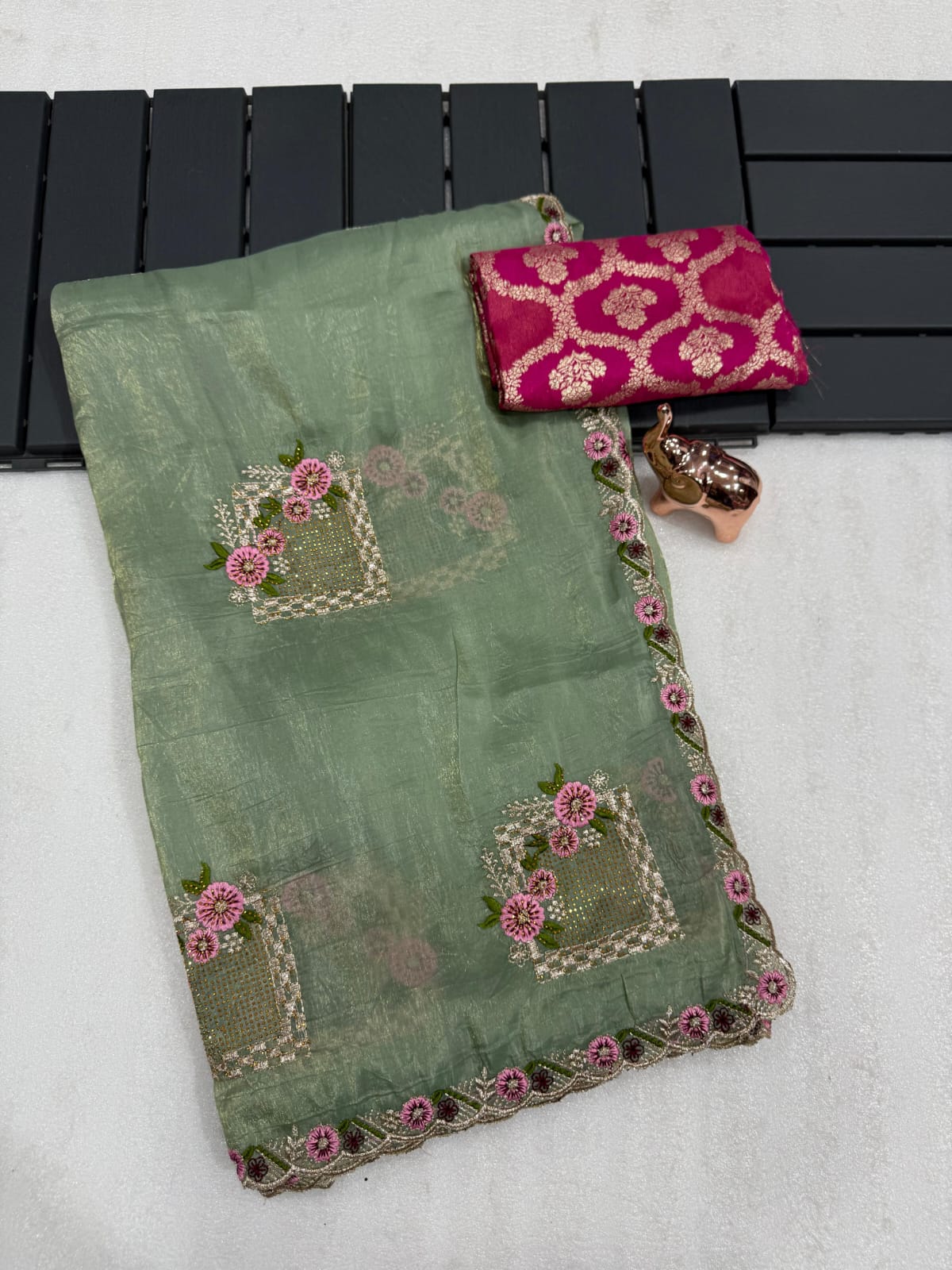 Pure paper silk crush saree
