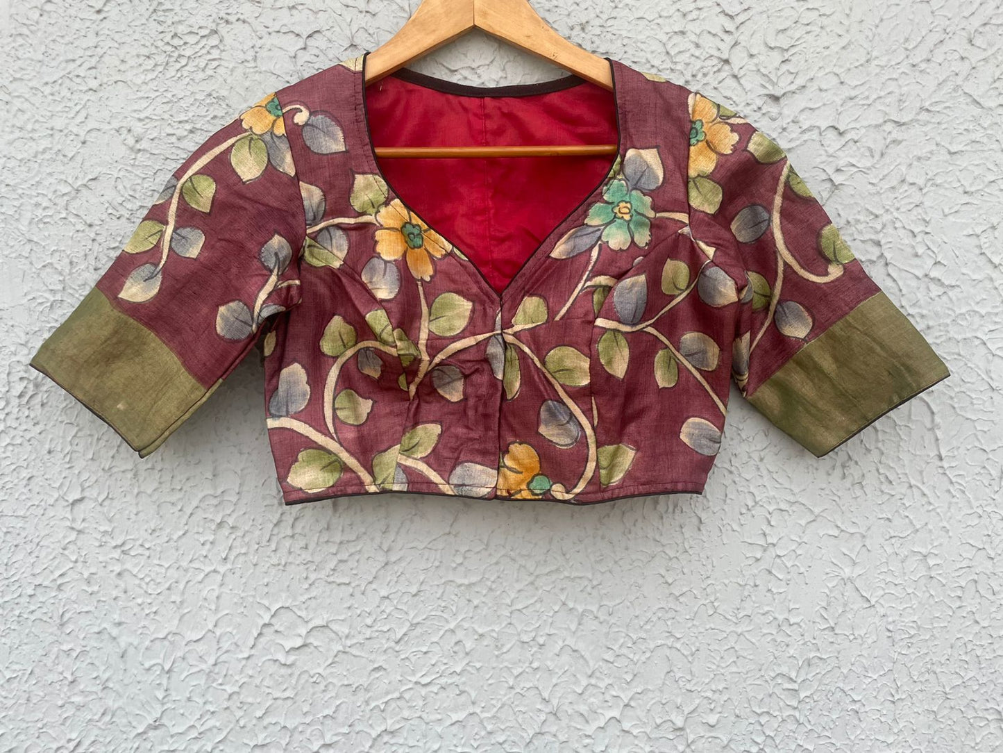 Gachi tusser hand kalamakri designer blouse