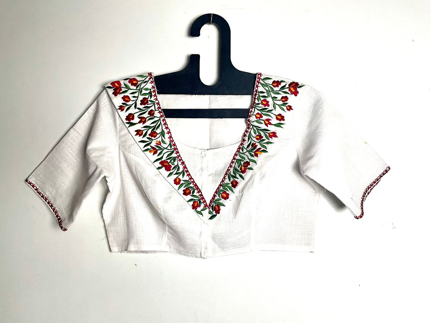 Cotton Embroidery V Neck - Premium Designer Blouse